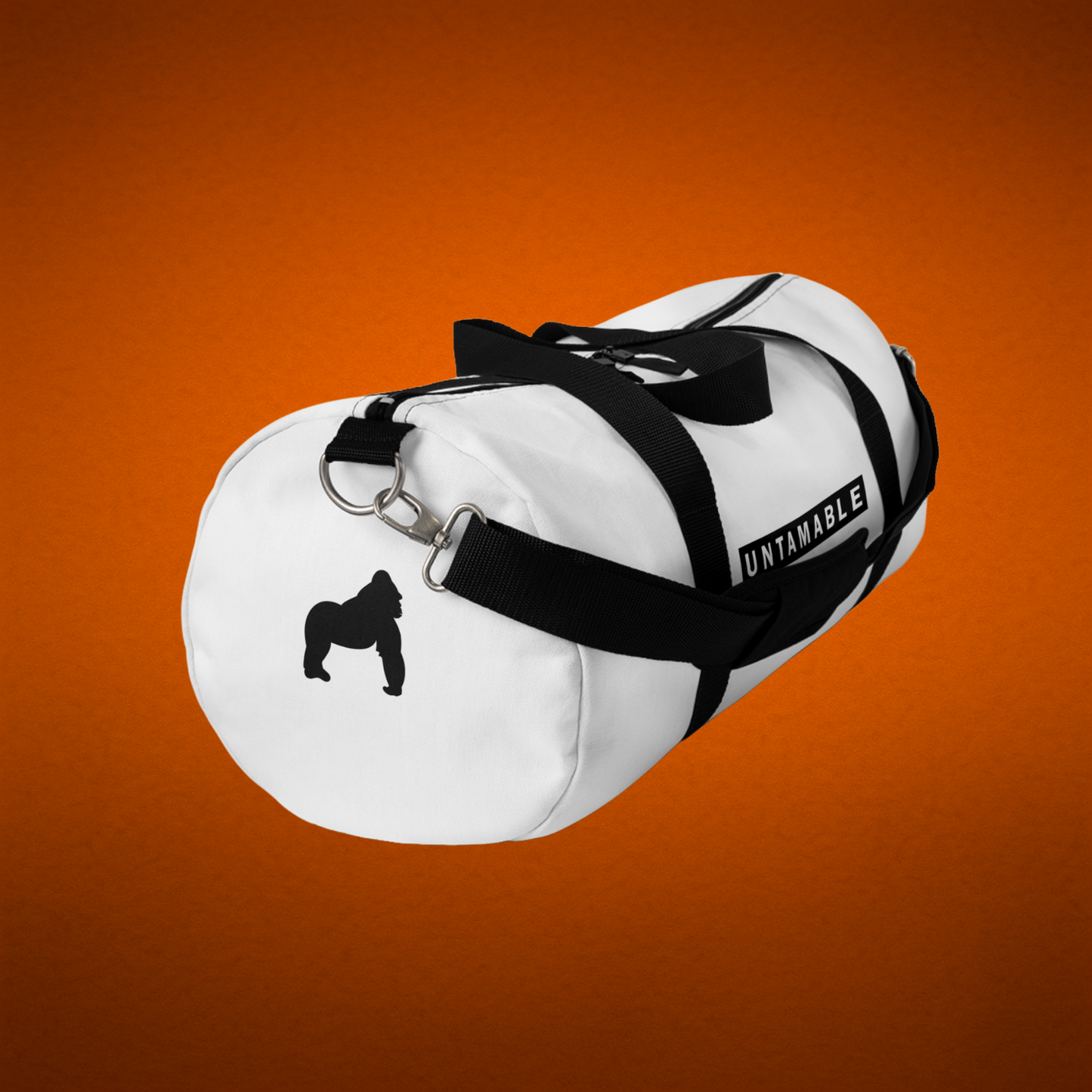 UNTAMABLE Duffle Bag White with Black word Logo