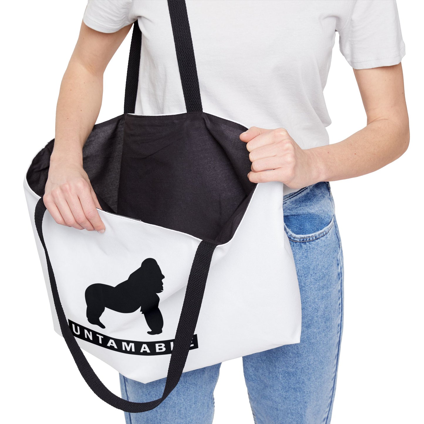 Weekender Tote Bag White with Black Gorilla