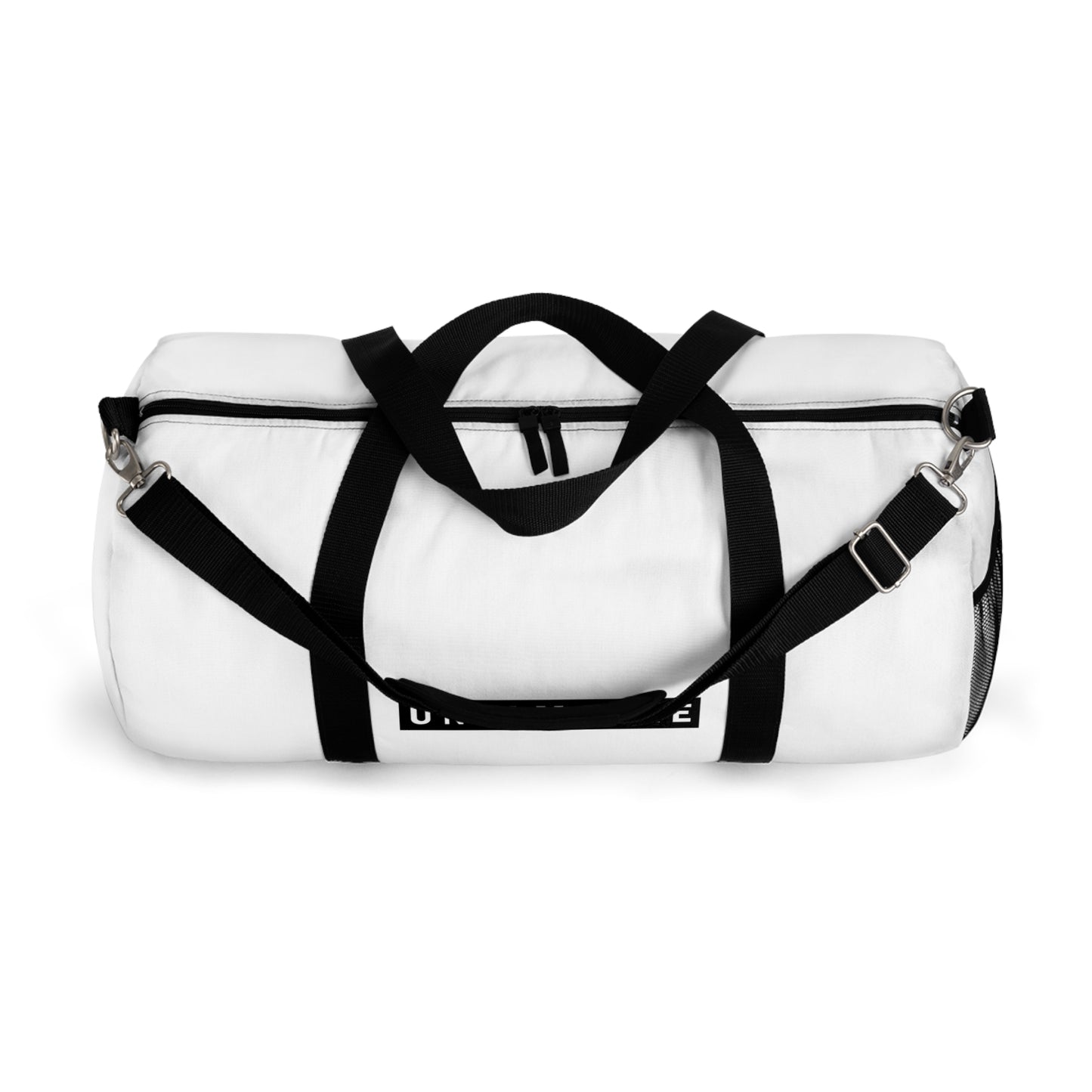 Untamable Duffle Bag White with Black word only Logo