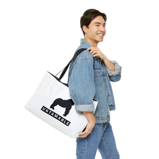 Weekender Tote Bag White with Black Gorilla