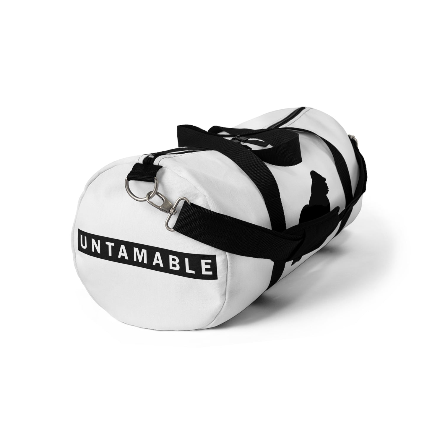 Untamable Duffle Bag White with Black Logo