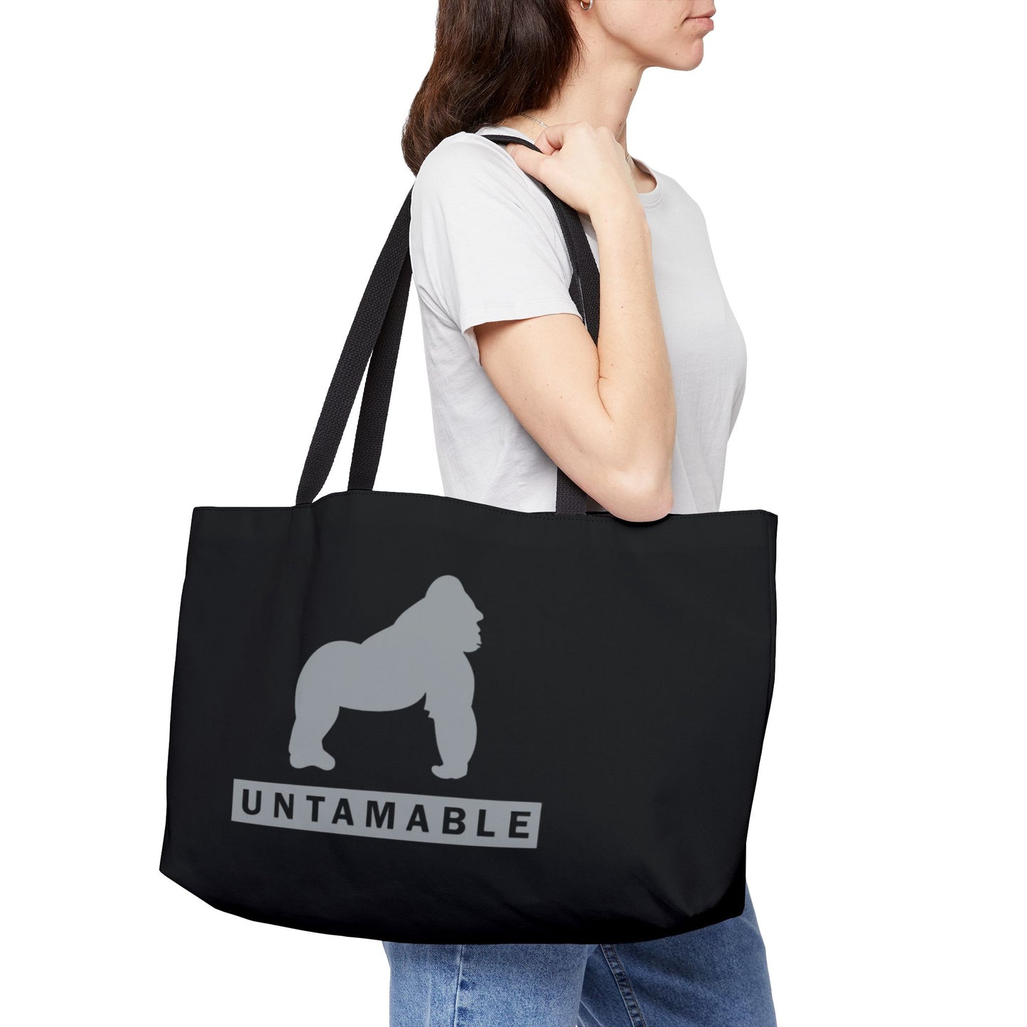 Weekender Tote Bag Black with Grey Gorilla