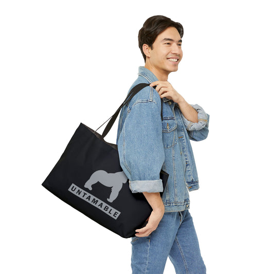 Weekender Tote Bag Black with Grey Gorilla